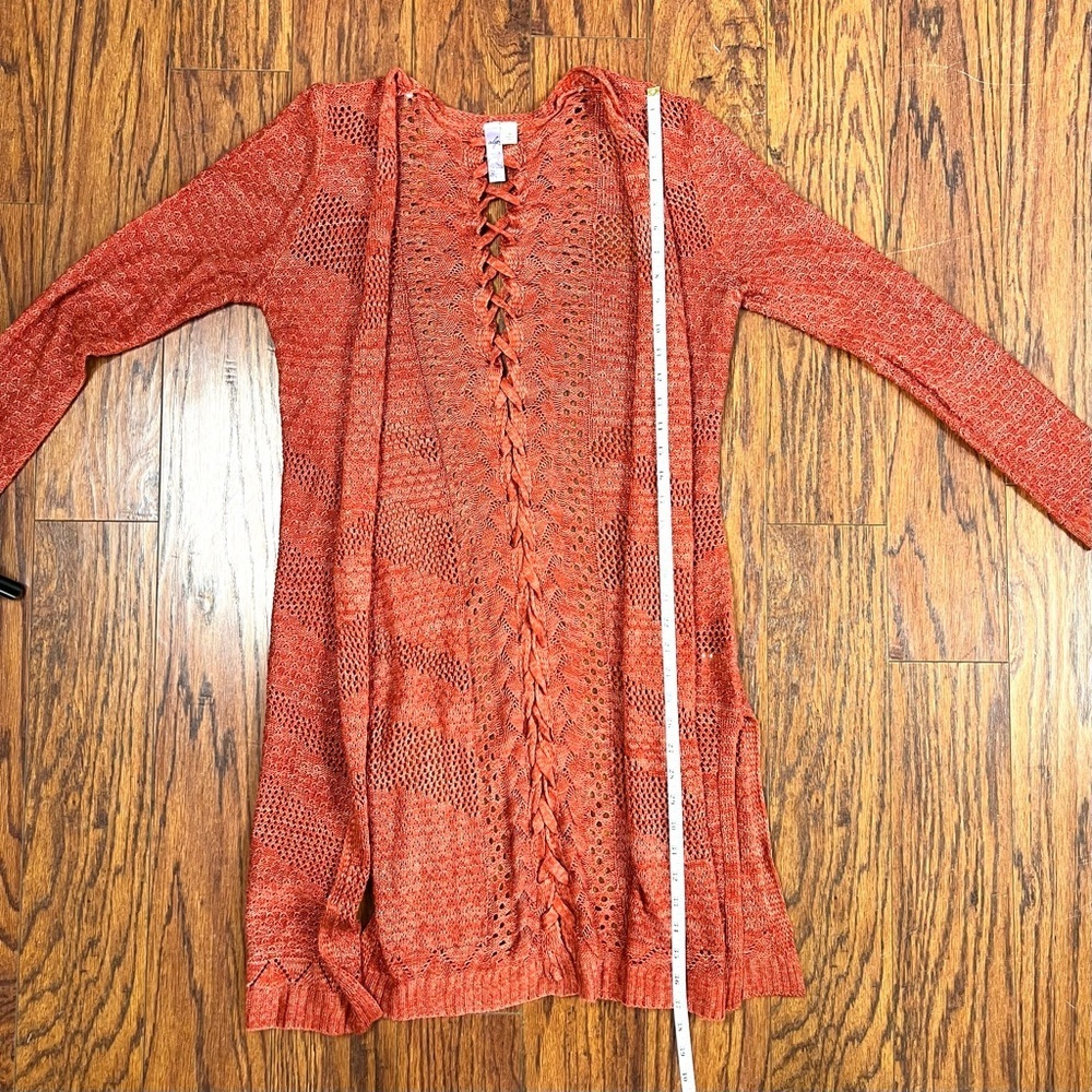 Alya Scarlett Open Knit Cardigan Duster with Braided Back Size Medium - Picture 9 of 10
